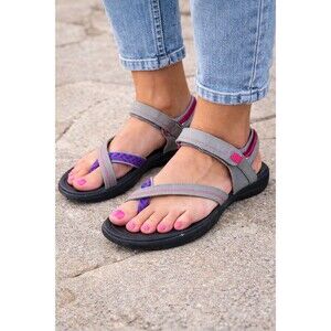 Airwalk Sport Sandals Sz 8.5 Gray Pink Adjustable Velcro Comfort Outdoor Hike